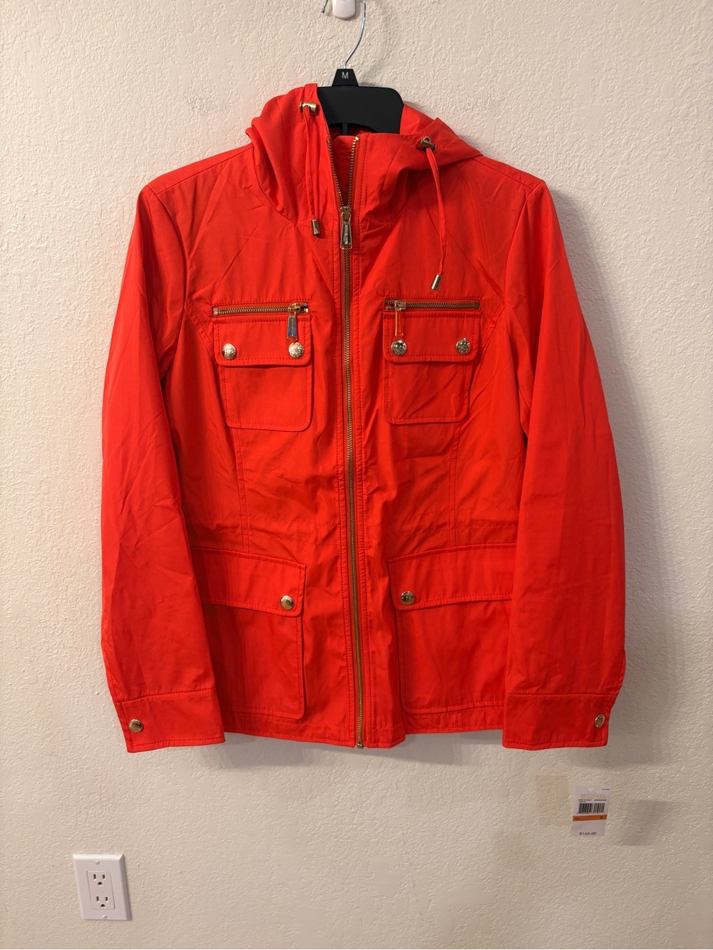 Michael Kors Rain Jacket - NWT Coral Red/Orange Small